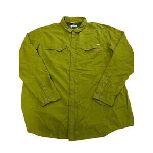 Mens COLUMBIA Green Hiking Silver Ridge Long Sleeve Shirt Sz 2XL
